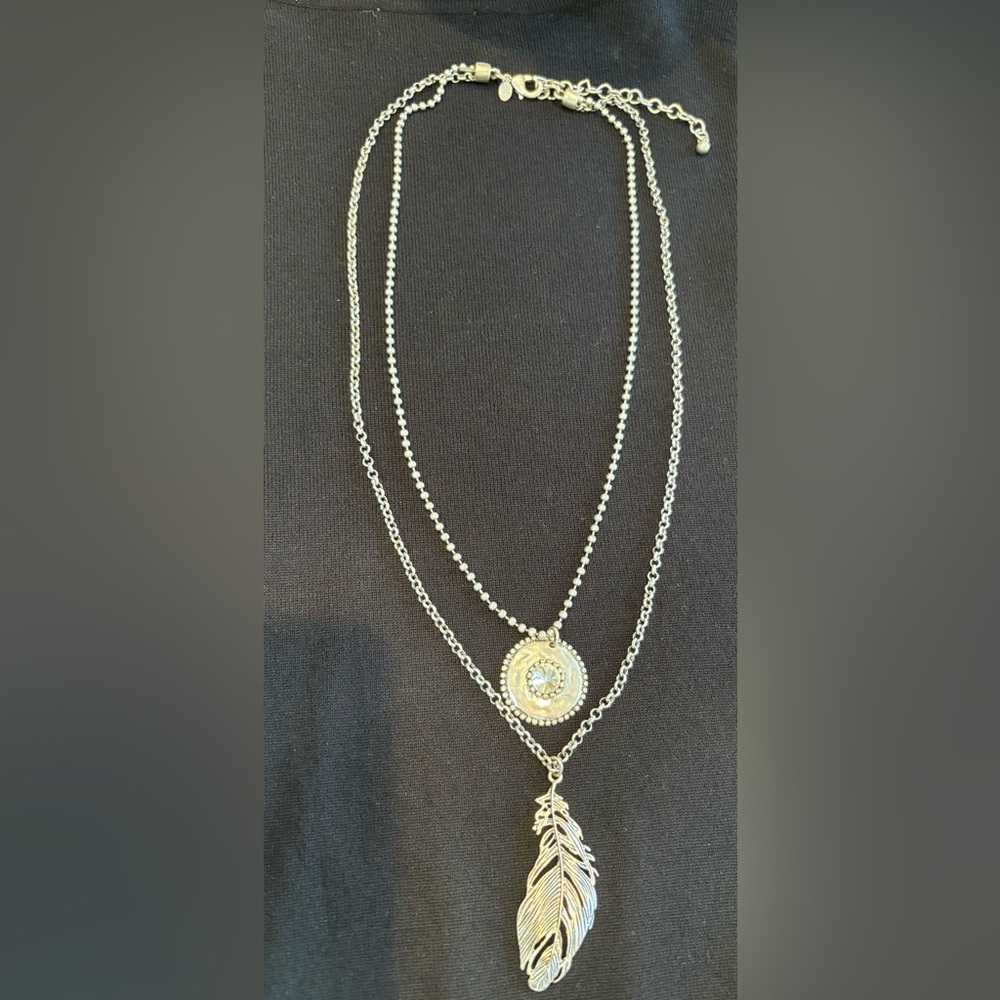 Chicos Silver Tone Layered Necklace 24”-28”